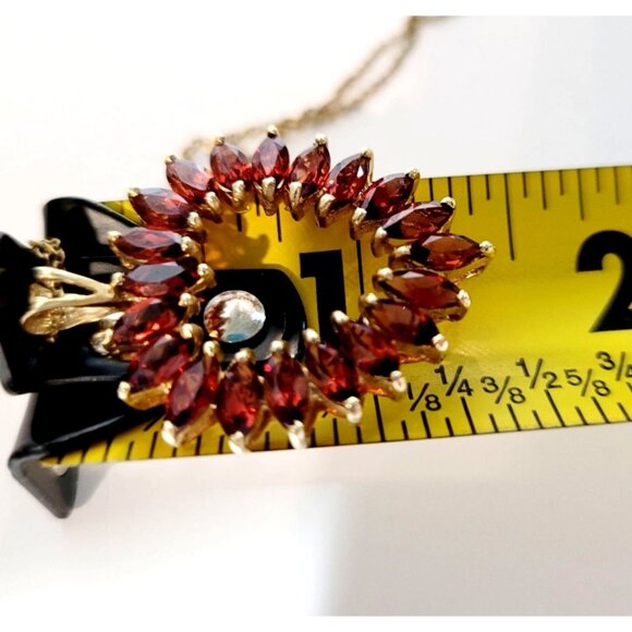 Natural Marquise Garnet Heart Pendant 14k Yellow Gold 20" 12k Gold Filled Chain - Picture 9 of 11